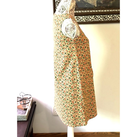 Warm Vintage Floral Print Corduroy Sleeveless Dress with Pockets‎ 90s Style SZ 2 - Picture 5 of 14
